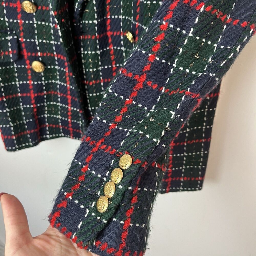 Zara Plaid Blazer in Red and Black - Picture 3 of 10
